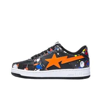 A BATHING APE STA Stylish Skateboarding Shoes Men's Black Orange