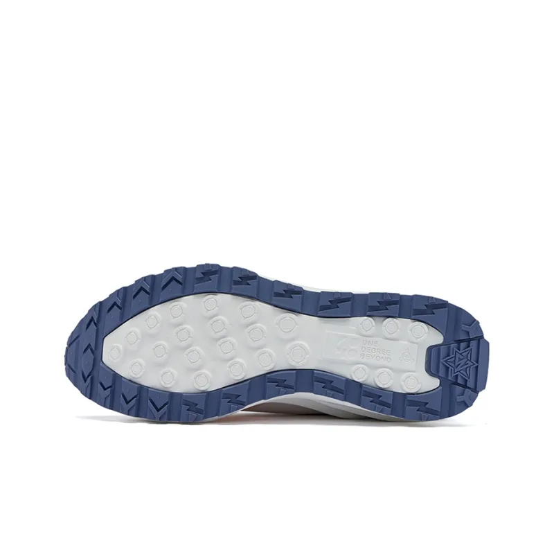 361° Long Wind Casual Shoes Women's Low Top Knit White/Butter/Navy Blue-4
