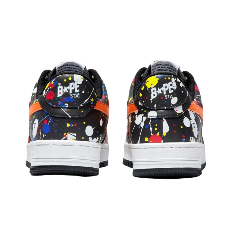 A BATHING APE STA Stylish Skateboarding Shoes Men's Black Orange-2