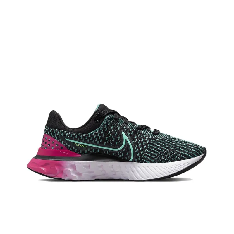 Nike React Infinity Run Flyknit 3 Black Pink Turquoise Women's-1