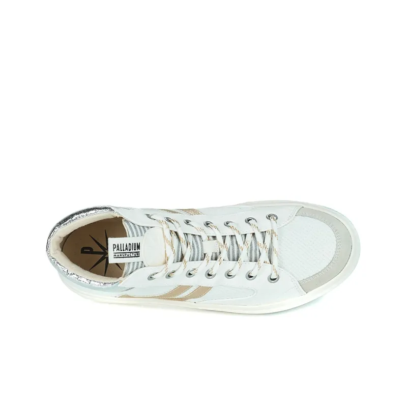 Palladium Skateboard Shoes Women's High-Top White/Gold-3