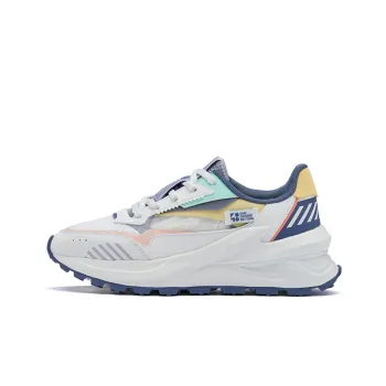361° Long Wind Casual Shoes Women's Low Top Knitted White/Butter/Navy Blue