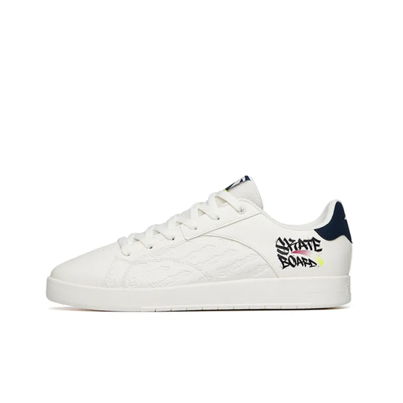 Anta Wear Resistant Low Top Skateboard Shoes Men's Black White-0