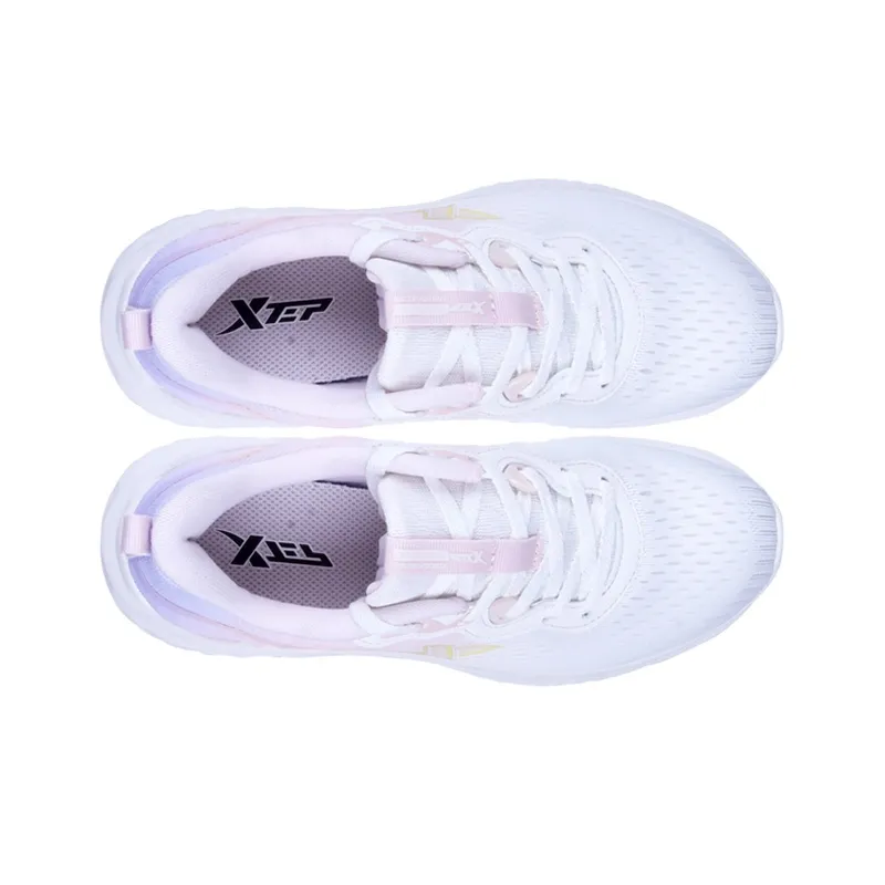 XTEP Anti Slip Wear Resistant Breathable Lightweight Low Top Running Shoes Women's Pink White-2