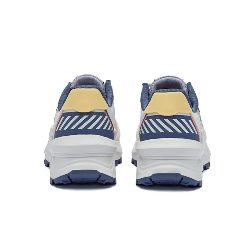 361° Long Wind Casual Shoes Women's Low Top Knit White/Butter/Navy Blue-3