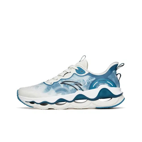 Anta Running Collection Cushioning Breathable Wear-Resistant Slip-Resistant Low-Top Running Shoes Men's Blue White