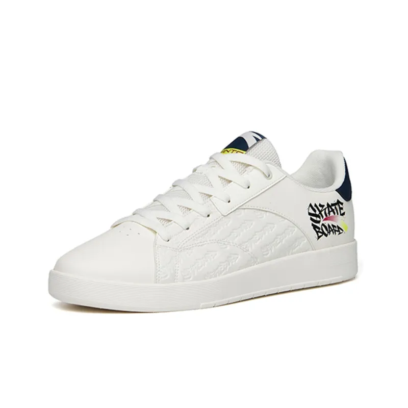 Anta Wear Resistant Low Top Skateboard Shoes Men's Black White-2