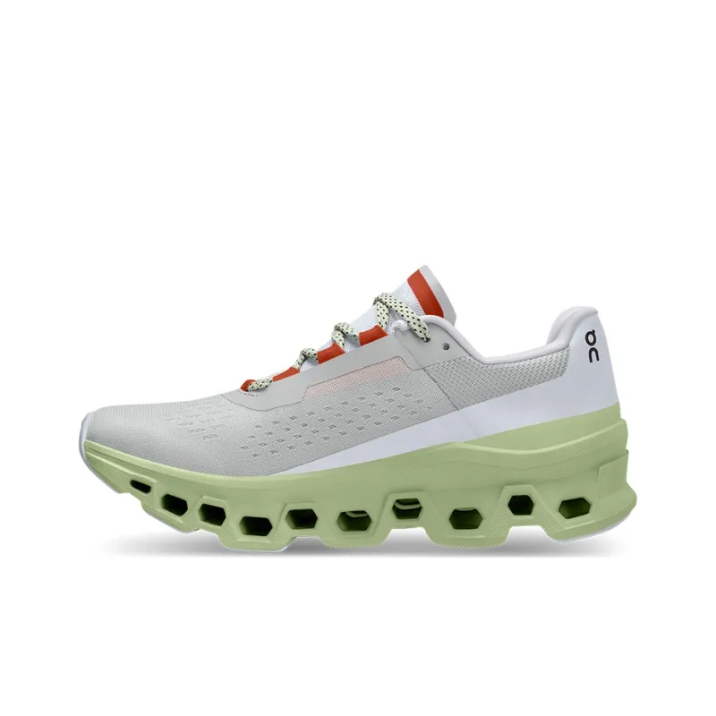 On Running CloudmOnster Glacier Grey Meadow Green Women's-0