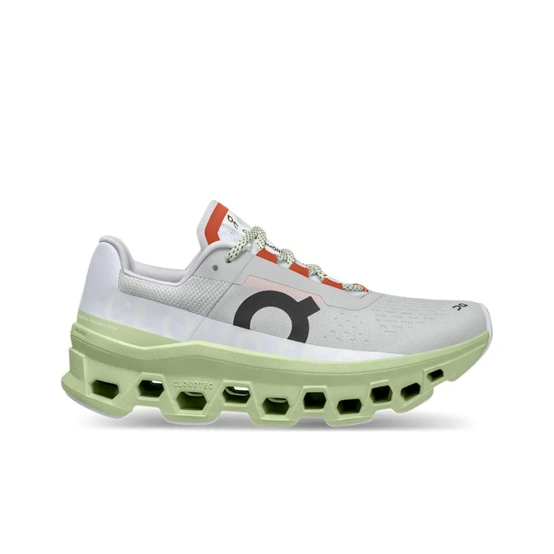 On Running CloudmOnster Glacier Grey Meadow Green Women's-1