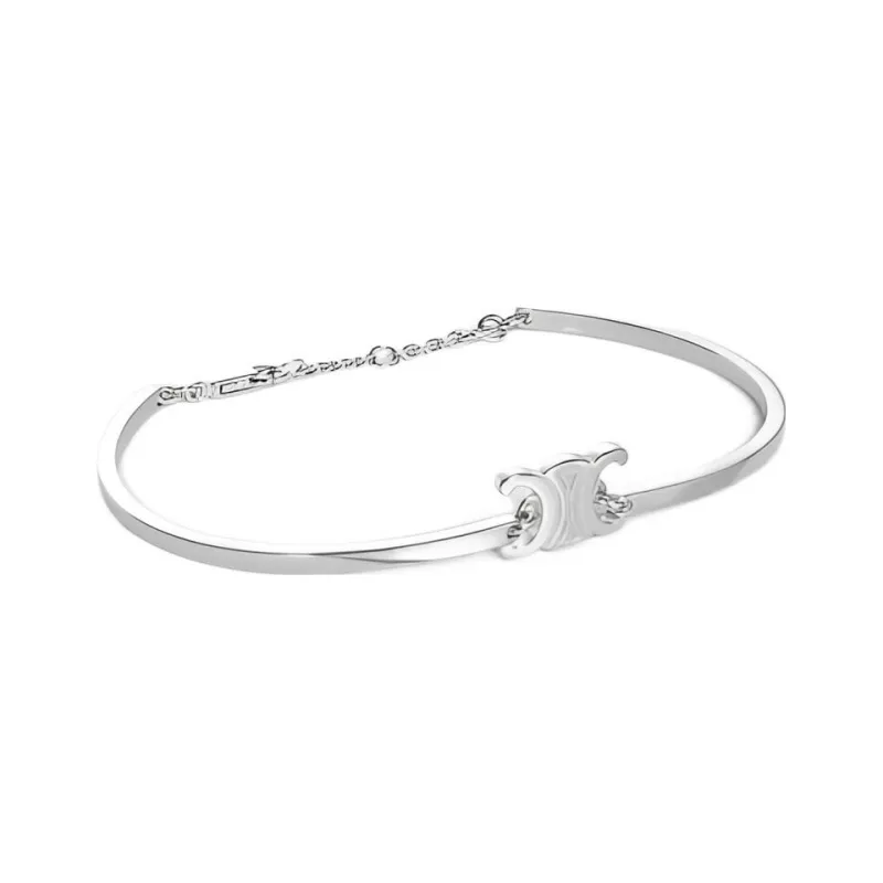 CELINE Triomphe Articulated Bracelet In Brass With Rhodium Finish-1