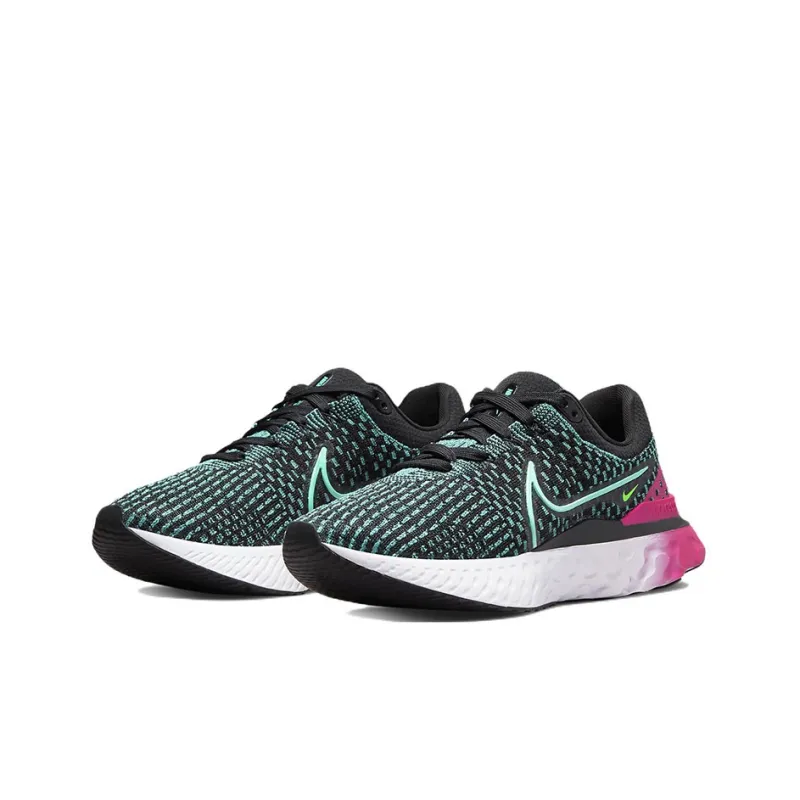 Nike React Infinity Run Flyknit 3 Black Pink Turquoise Women's-2