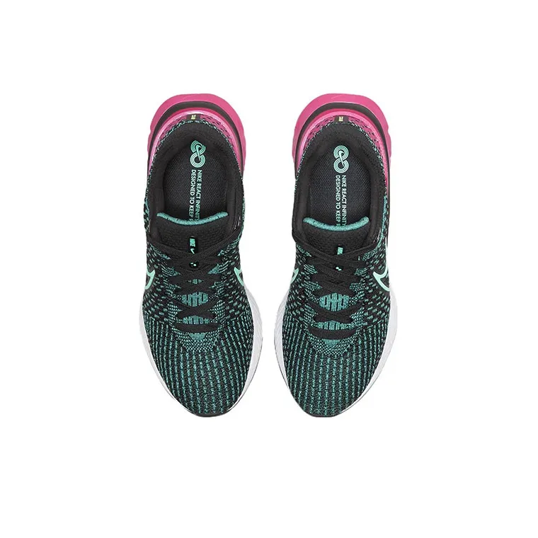Nike React Infinity Run Flyknit 3 Black Pink Turquoise Women's-3