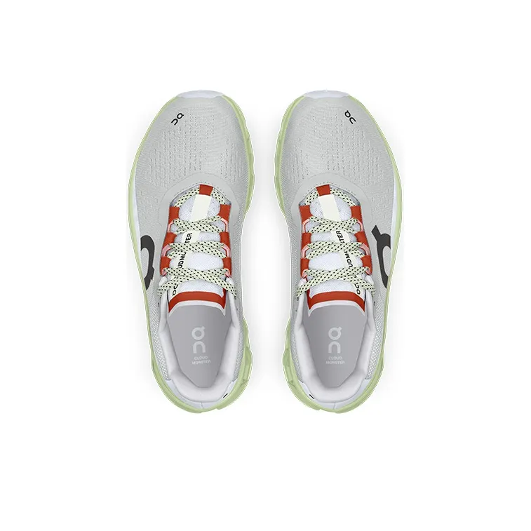 On Running CloudmOnster Glacier Grey Meadow Green Women's-3