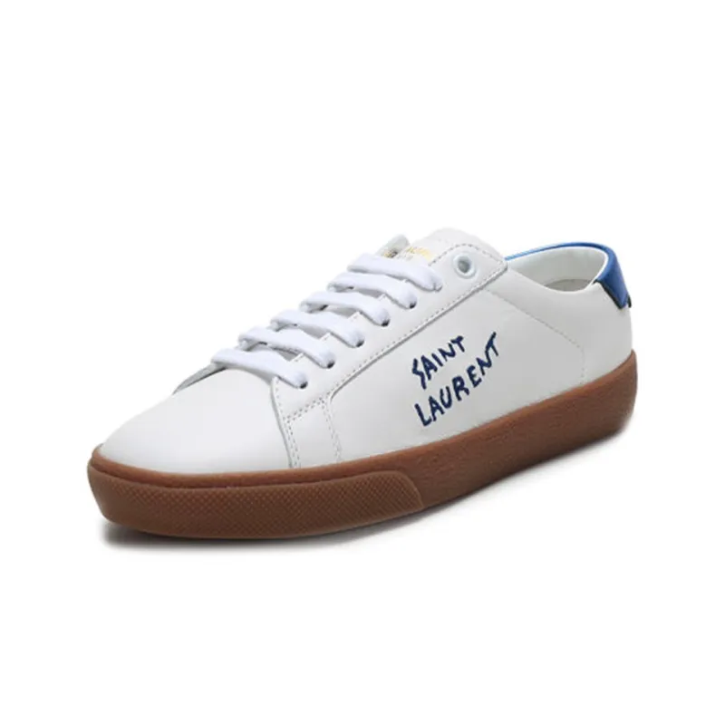 SAINT LAURENT Low Top Stylish Skateboarding Shoes Women's White Red-1