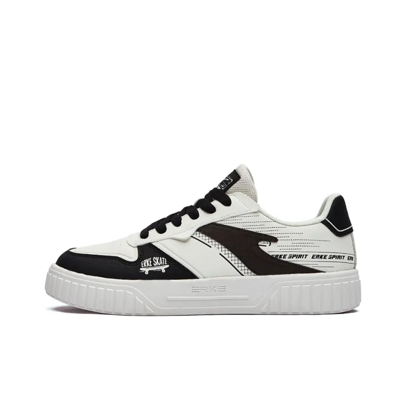 Erke Peerless Master Abrasion Resistant Breathable Low Top Skateboard Shoes Men's White Black-0