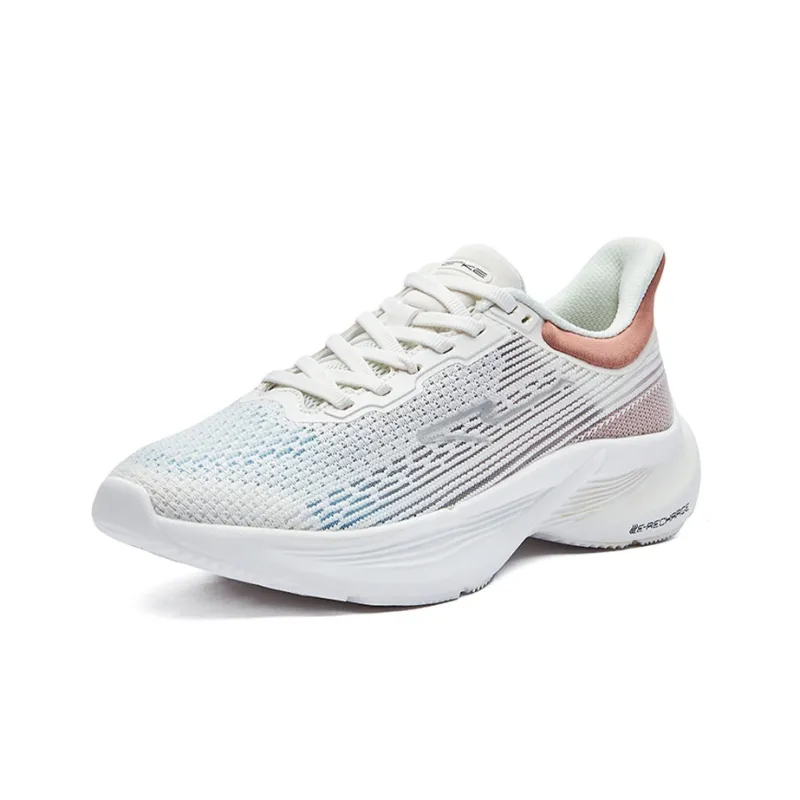 Erke Gallop Anti Slip Wear Resistant Low Top Casual Running Shoes Women's White Gold-1