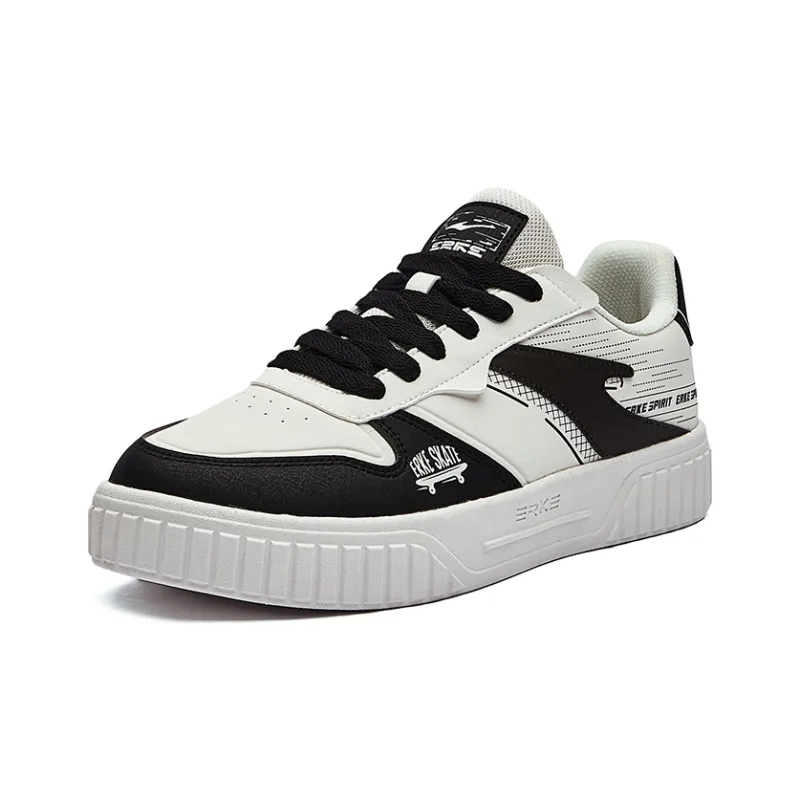 Erke Peerless Master Abrasion Resistant Breathable Low Top Skateboard Shoes Men's White Black-2