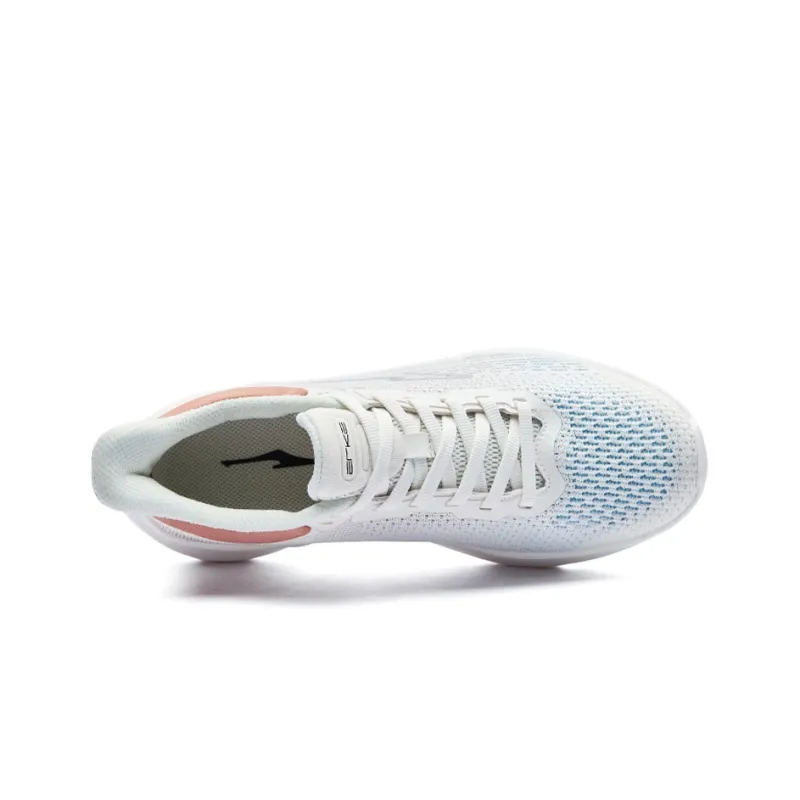 Erke Gallop Anti Slip Wear Resistant Low Top Casual Running Shoes Women's White Gold-2