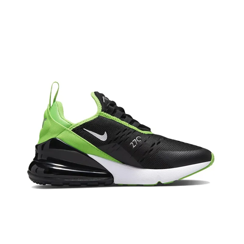 Nike Air Max 270 Cushioning Anti-Slip And Wear-Resistant Low-Top Running Shoes GS Black Green-1