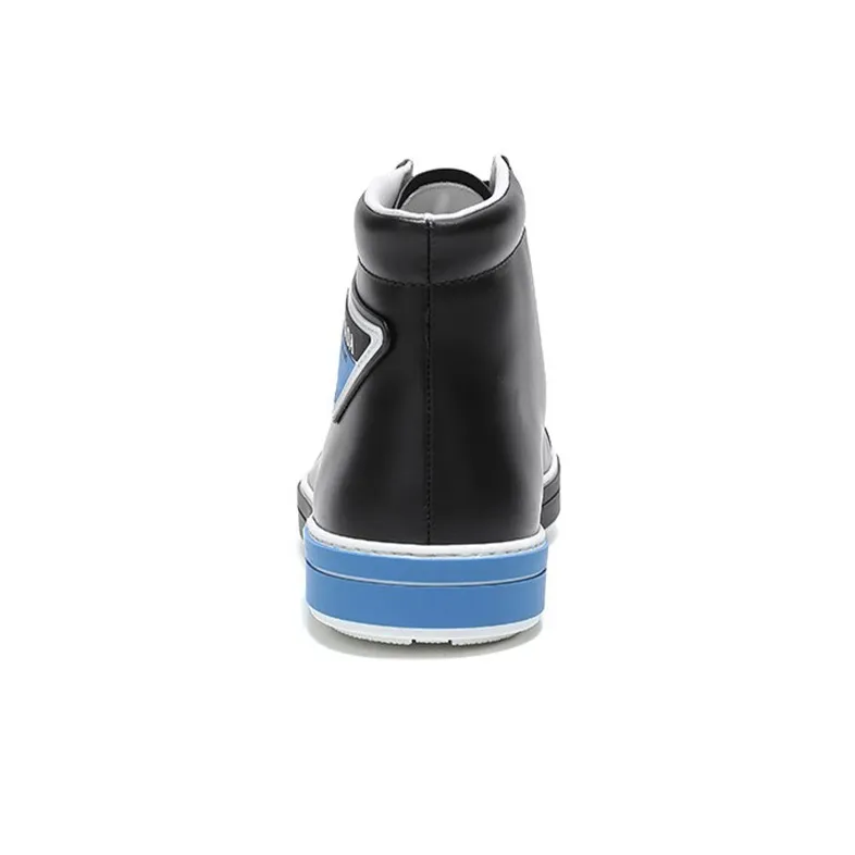 PRADA Skateboard Shoes Men High Top Black Blue-3