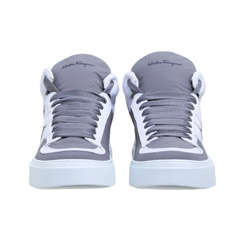 FERRAGAMO High Top Stylish Skateboarding Shoes Men's Light Gray-3