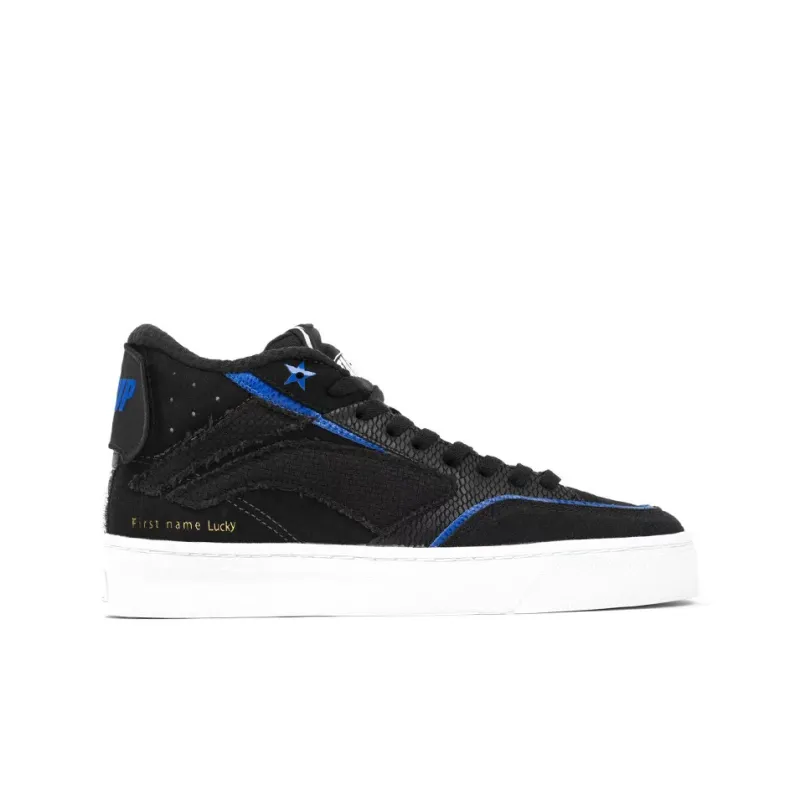 STA x LiNing Wave 180 Anti Slip And Wear Resistant Lightweight Mid Top Skateboard Shoes Men's Black Blue-1