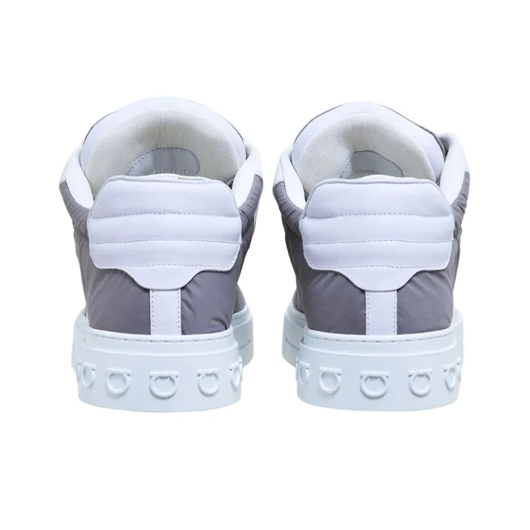 FERRAGAMO High Top Stylish Skateboarding Shoes Men's Light Gray-4