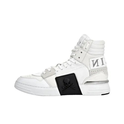 PHILIPP PLEIN Skateboard Shoes Men High-Top White/Black