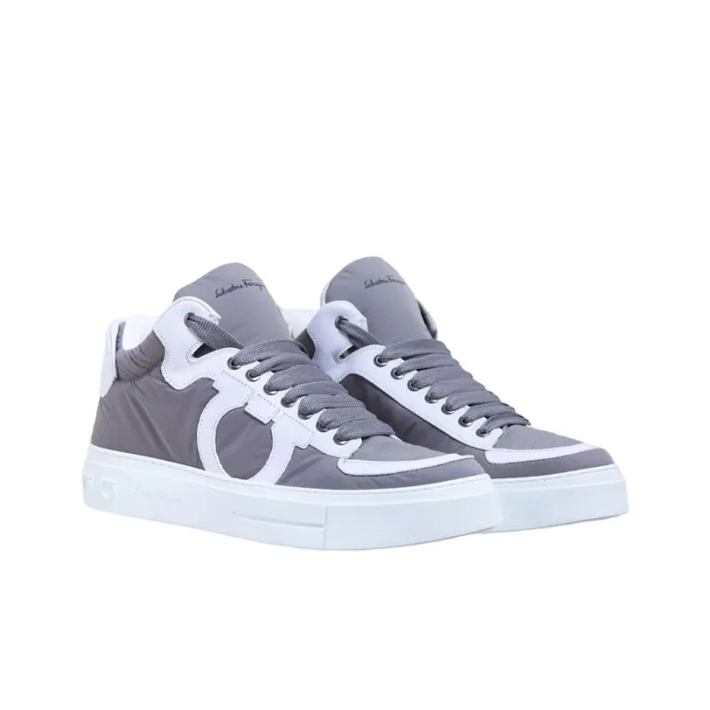 FERRAGAMO High Top Stylish Skateboarding Shoes Men's Light Gray-2