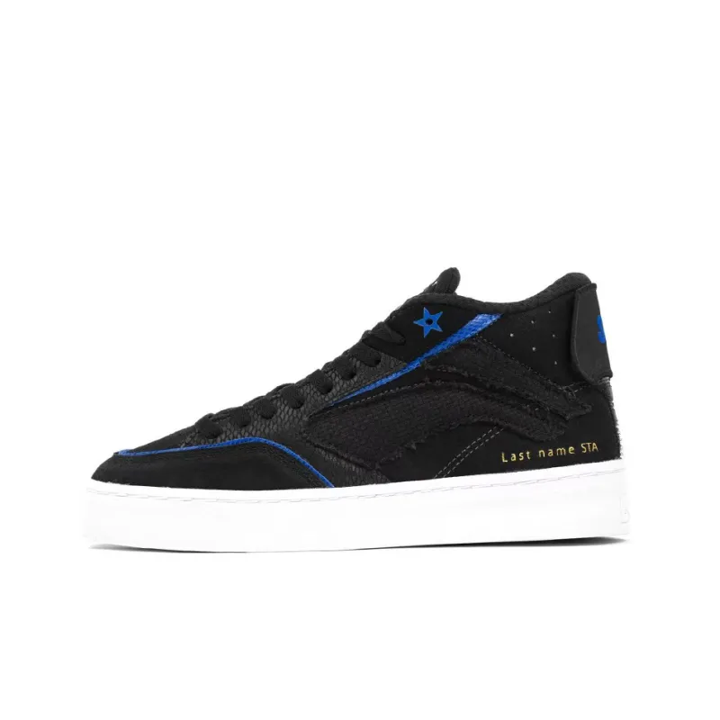 STA x LiNing Wave 180 Anti Slip Wear Resistant Mid Top Skateboard Shoes Women's Black Blue-0