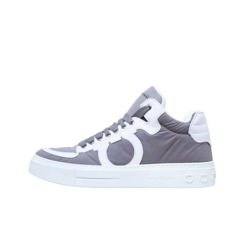 FERRAGAMO High Top Stylish Skateboarding Shoes Men's Light Gray-0