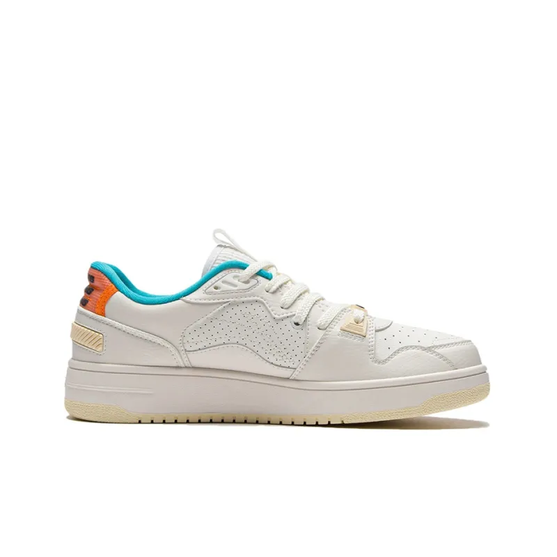 LiNing Slip Resistant, Abrasion Resistant, Balance, Lightweight Low Top Skateboard Shoes Men's White Orange-1