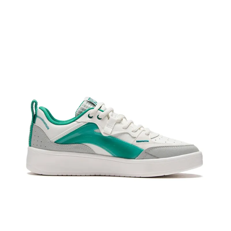 LiNing Durable Lightweight And Breathable Low Top Skateboard Shoes Men's White Green-1