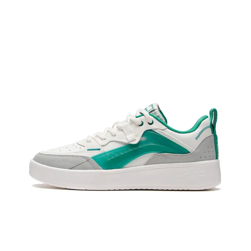 LiNing Durable Lightweight And Breathable Low Top Skateboard Shoes Men's White Green-0