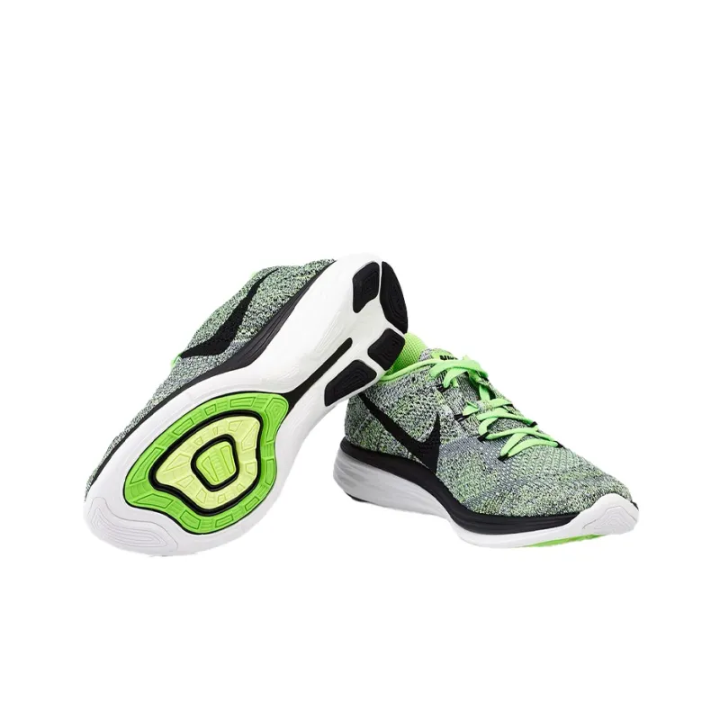 Nike Flyknit Lunar 3 Cushioning Anti-Slip And Wear-Resistant Low-Top Running Shoes Men's Green Gray-3