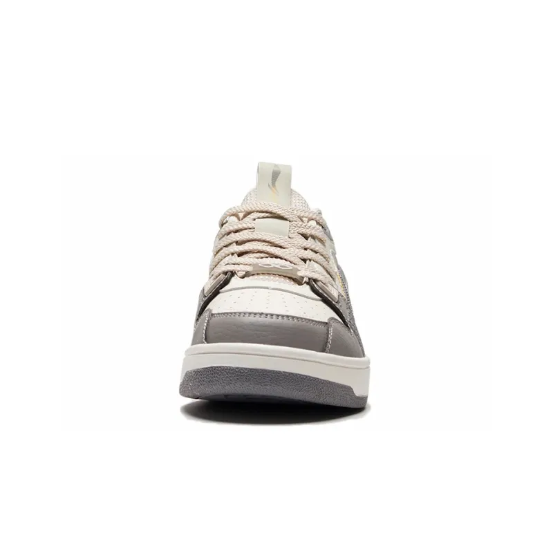 LiNing Anti Slip Wear Resistant Low Top Skateboard Shoes Men's White Gray-4