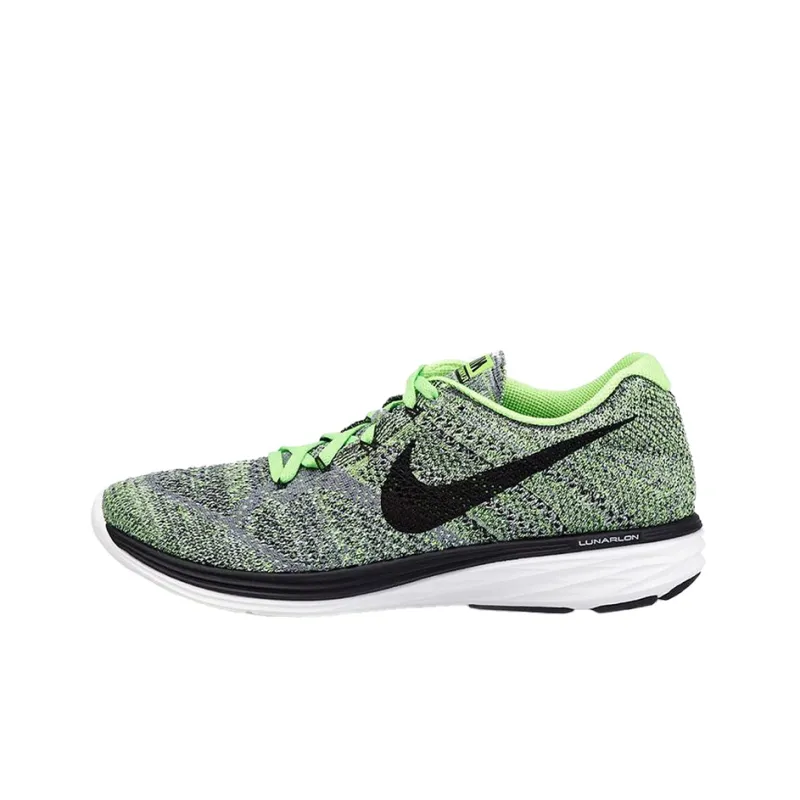 Nike Flyknit Lunar 3 Cushioning Anti-Slip And Wear-Resistant Low-Top Running Shoes Men's Green Gray-0