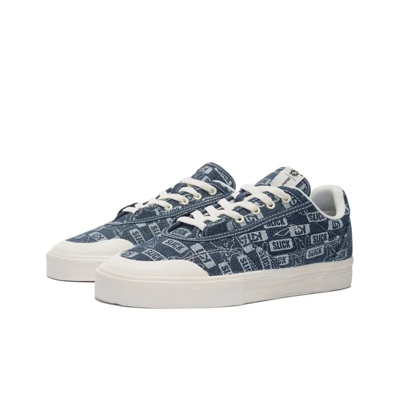 LiNing 50/50 Anti Slip And Wear Resistant Lightweight Low Top Skateboard Shoes Men's Blue-2
