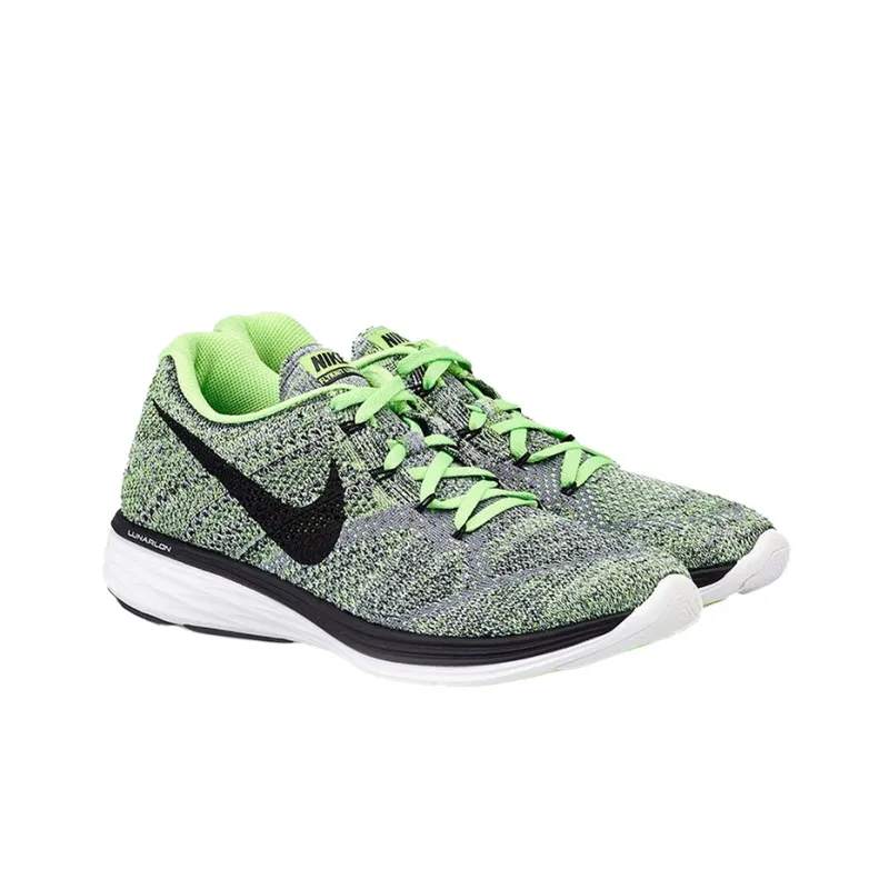 Nike Flyknit Lunar 3 Cushioning Anti-Slip And Wear-Resistant Low-Top Running Shoes Men's Green Gray-1