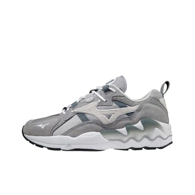 Mizuno Wave Rider 1 Cushioning Anti-Slip Wear-Resistant Breathability Low-Top Casual Shoes Unisex Gray White-0
