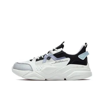 Erke Bai Qian Breathable Wear Resistant Slip Resistant Low Top Running Shoes Women's Black White