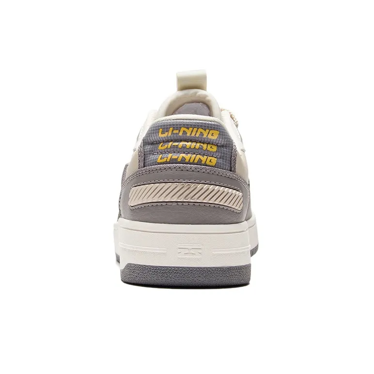 LiNing Anti Slip Wear Resistant Low Top Skateboard Shoes Men's White Gray-5