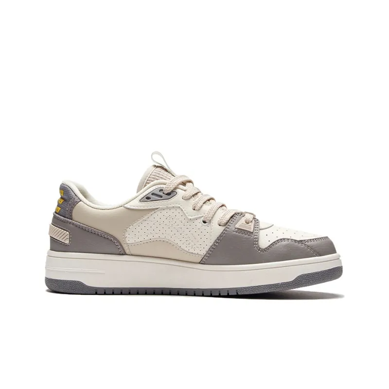LiNing Anti Slip Wear Resistant Low Top Skateboard Shoes Men's White Gray-1