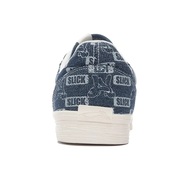 LiNing 50/50 Anti Slip And Wear Resistant Lightweight Low Top Skateboard Shoes Men's Blue-5