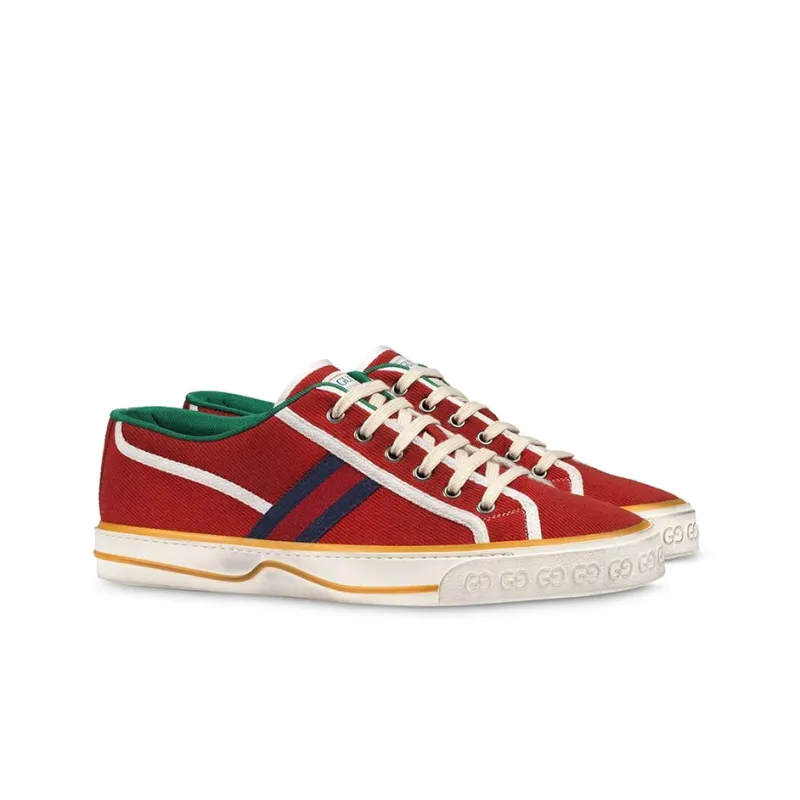 GUCCI Tennis 1977 Stylish Skateboarding Shoes Women's Red-2