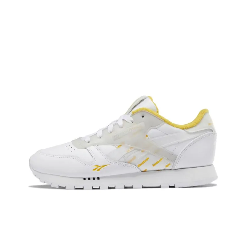 Reebok Classic Leather Ati Wear-Resistant Low-Top Running Shoes Women's White Yellow-0