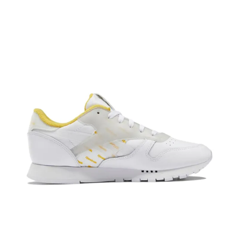 Reebok Classic Leather Ati Wear-Resistant Low-Top Running Shoes Women's White Yellow-1