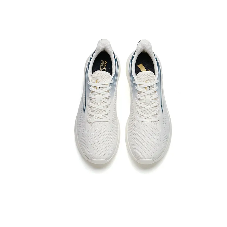 Anta Running Collection Cushioned Slip Resistant Abrasion Resistant Low Top Running Shoes Men's White Blue-2