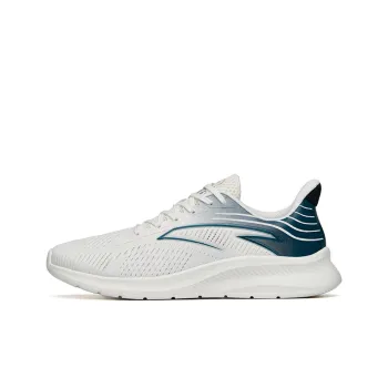 Anta Running Collection Cushioned Slip Resistant Abrasion Resistant Low Top Running Shoes Men's White Blue