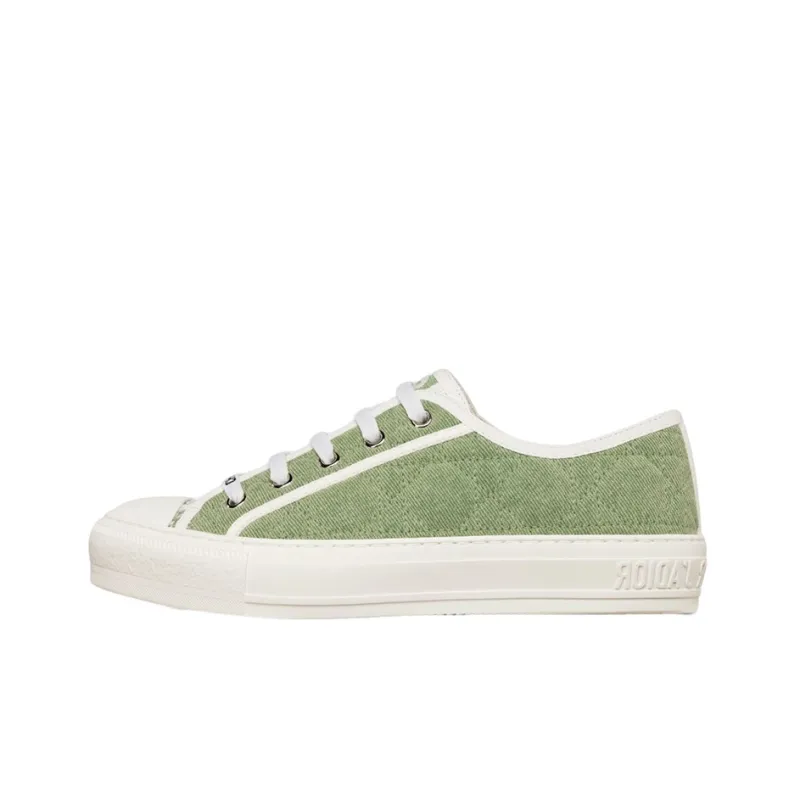 DIOR Walk'N'DIOR Low Top Green Faded Cannage Embroidered Denim Women's-0